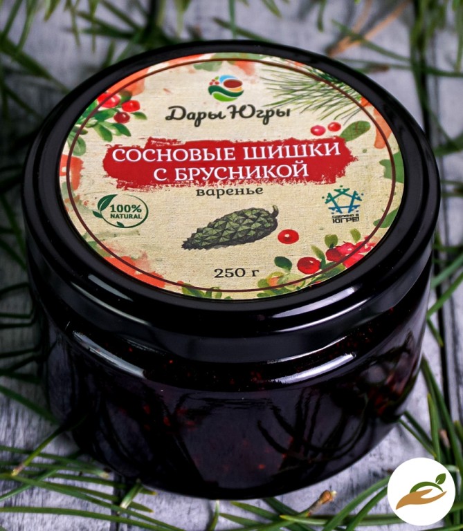 Молодые сосновые шишки с лесной брусникой / ДАРЫ-ЮГРЫ-ХМАО / 250 гр