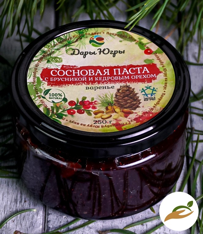Сосновая паста из молодых сосновых шишек с лесной брусникой и кедровым орехом / ДАРЫ-ЮГРЫ-ХМАО / 250 гр