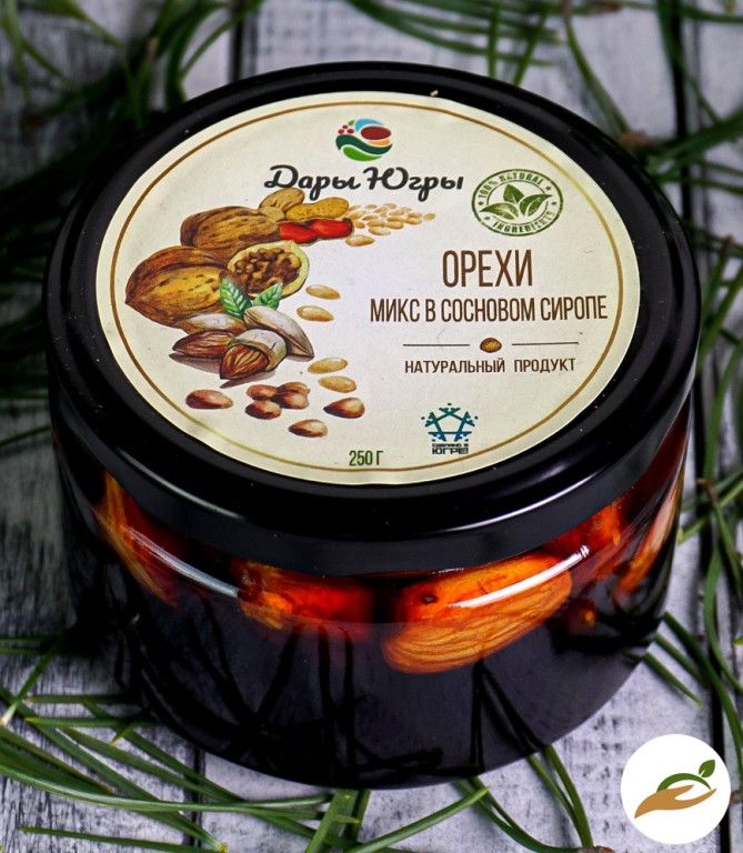Ореховый микс в сиропе из молодых сосновых шишек / ДАРЫ-ЮГРЫ-ХМАО / 250 гр