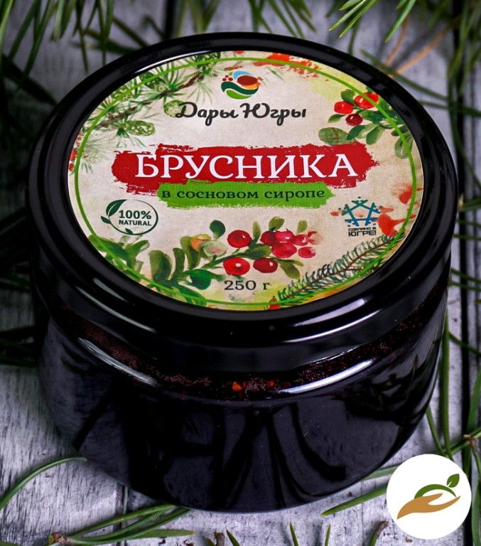 Брусника лесная в сосновом сиропе из молодых сосновых шишек / ДАРЫ-ЮГРЫ-ХМАО / 250 гр