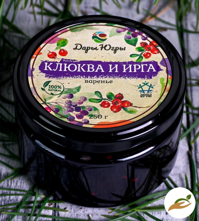 Варенье ассорти из лесной ирги и клюквы / ДАРЫ-ЮГРЫ-ХМАО / 250 гр