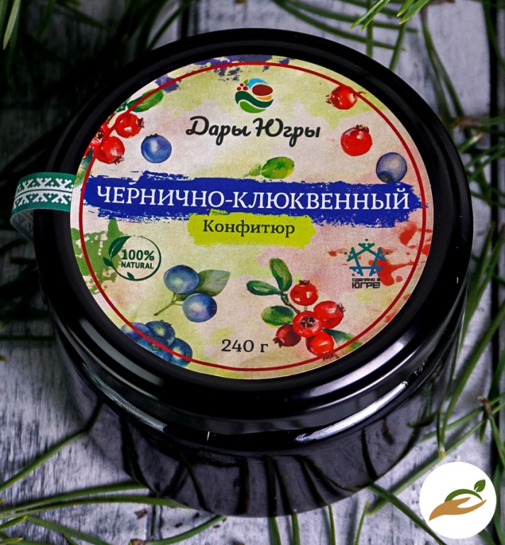 Конфитюр из лесной черники и клюквы / ДАРЫ-ЮГРЫ-ХМАО / 240 гр