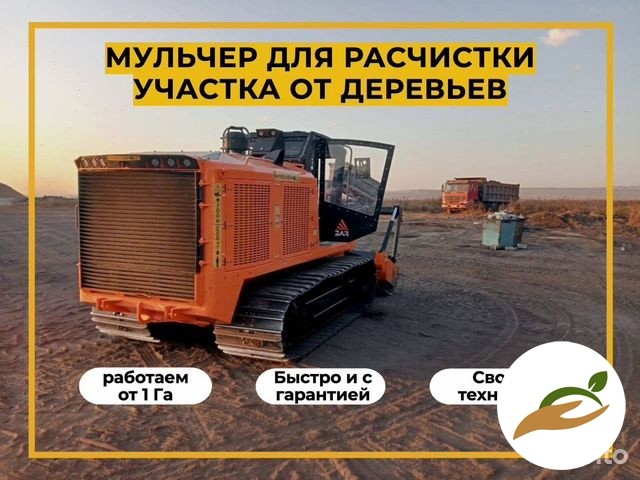 Гусеничный мульчер, расчистка от деревьев