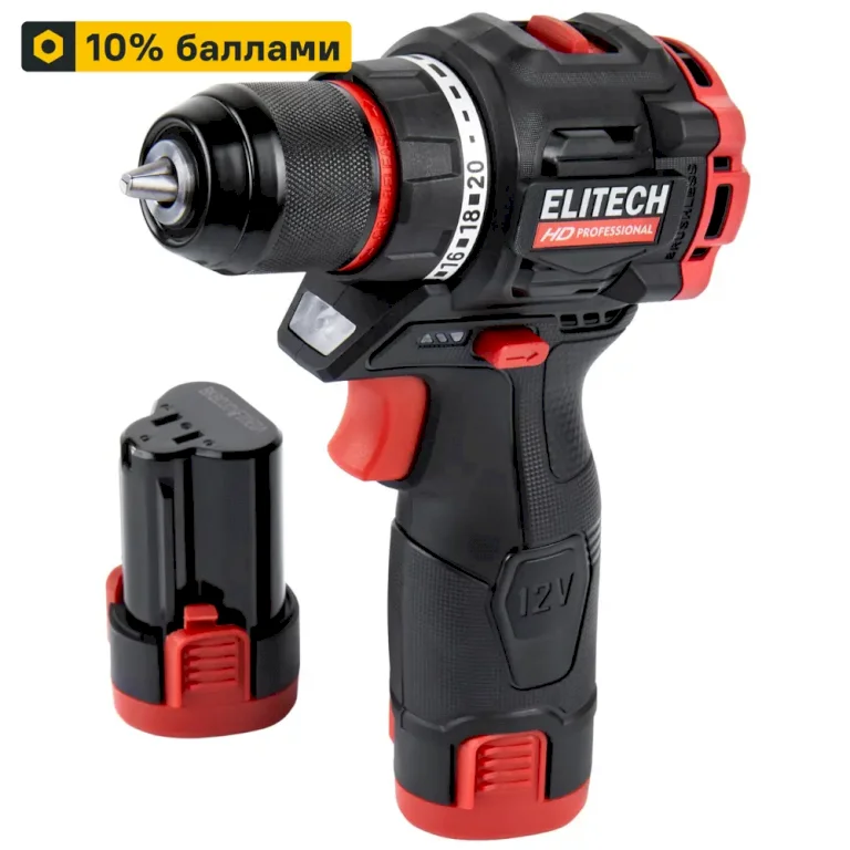 Дрель-шуруповерт аккумуляторная бесщеточная Elitech HD CD12L2